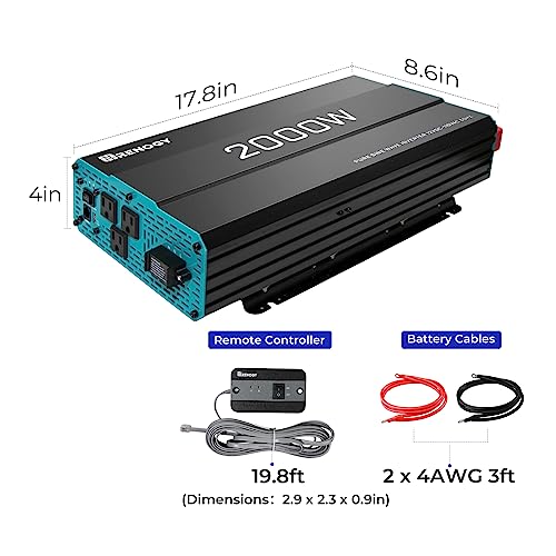 Renogy 2000W Pure Sine Wave Inverter 12V DC To 120V AC Converter For