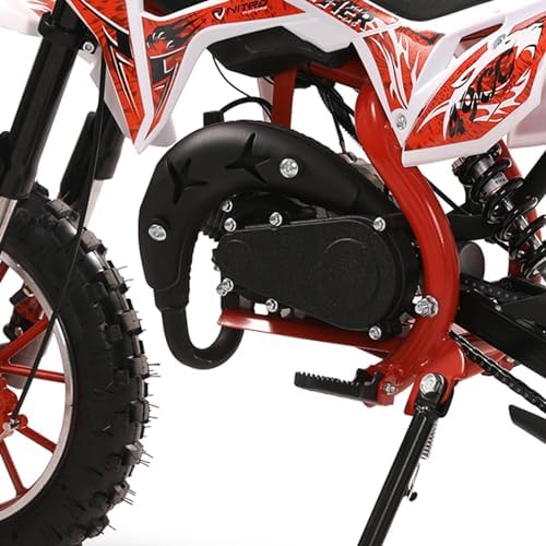 50cc Dirt Bike for Adults & Kids  Mini Bike Gas Powered Off Road Trail Bike with Speeds up to 40 MPH for Uphill and Off-Road Conditions  Red(2-Stroke) Red