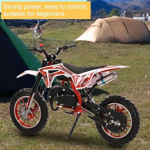 50cc Dirt Bike for Adults & Kids  Mini Bike Gas Powered Off Road Trail Bike with Speeds up to 40 MPH for Uphill and Off-Road Conditions  Red(2-Stroke) Red
