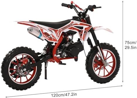 50cc Dirt Bike for Adults & Kids  Mini Bike Gas Powered Off Road Trail Bike with Speeds up to 40 MPH for Uphill and Off-Road Conditions  Red(2-Stroke) Red