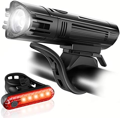 Ascher Ultra Bright USB Rechargeable Bike Light Set  Powerful Bicycle Front Headlight and Back Taillight  4 Light Modes  Easy to Install for Men Women Kids Road Mountain Cycling Black